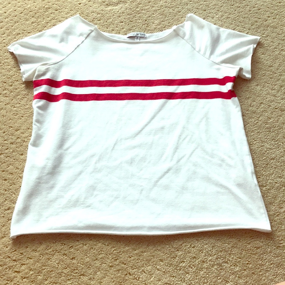 Tee shirt with two red strips